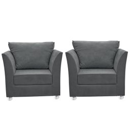 Kit 02 Poltronas Decorativa para Sala e Quarto Lisboa Suede - 1