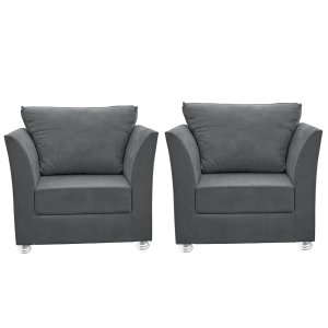 Kit 02 Poltronas Decorativa para Sala e Quarto Lisboa Suede