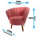 Ver imagem 2 de Poltrona Cadeira Decorativa Pétala Floral Pés Palito de Madeira, Sala Esmaltaria Salão Escritório