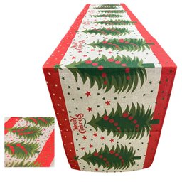 Caminho de Mesa Toalha Passadeira Natal Natalino Trilho Mesa de Jantar Decoraçao Arvore de Natal Fes - 1