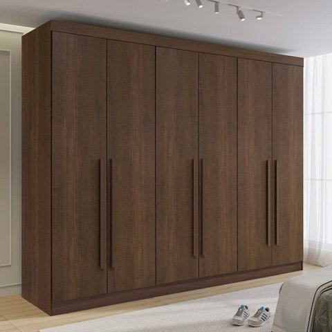 Guarda Roupa Casal 100% MDF 6 Portas 6 Gavetas Paris Plus Marrom/Castanho