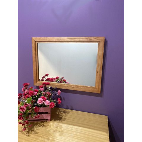 Espelho Retangular Decorativo 50x70cm Paulicéia Madeiras:Natural