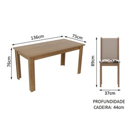 Conjunto Sala de Jantar Madesa Bea Mesa Tampo de Madeira 4 Cadeiras - Rustic/crema/floral Hibiscos - 3