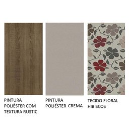 Conjunto Sala de Jantar Madesa Bea Mesa Tampo de Madeira 4 Cadeiras - Rustic/crema/floral Hibiscos - 9