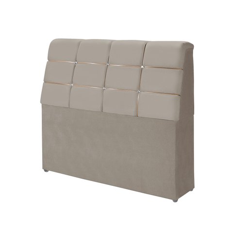 cabeceira box diamante 190cm com bau detalhe estofado:Bege