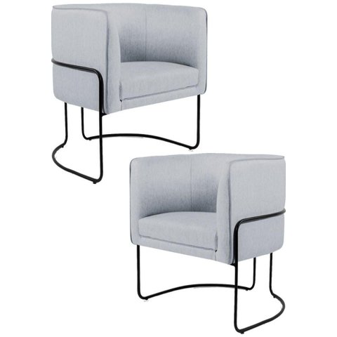 Kit 2 Poltronas Base Aço Betina C-315 Linho Cinza