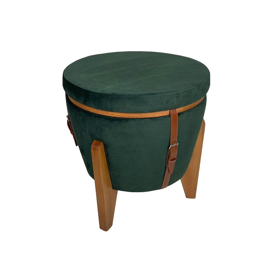 Puff Decorativo Baú e Mesa de Centro Flex Veludo Verde