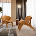 Ver imagem 2 de Kit 4 Poltronas Decorativa Orgânica Sala Living Kadosh L02 Couríssimo Whisky - Lyam Decor