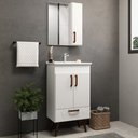 Ver imagem 2 de Conjunto Banheiro Gabinete com Pés 50cm Lavatório e Armário Allegra B06 Branco - Lyam Decor