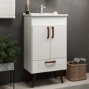 Ver imagem 4 de Conjunto Banheiro Gabinete com Pés 50cm Lavatório e Armário Allegra B06 Branco - Lyam Decor
