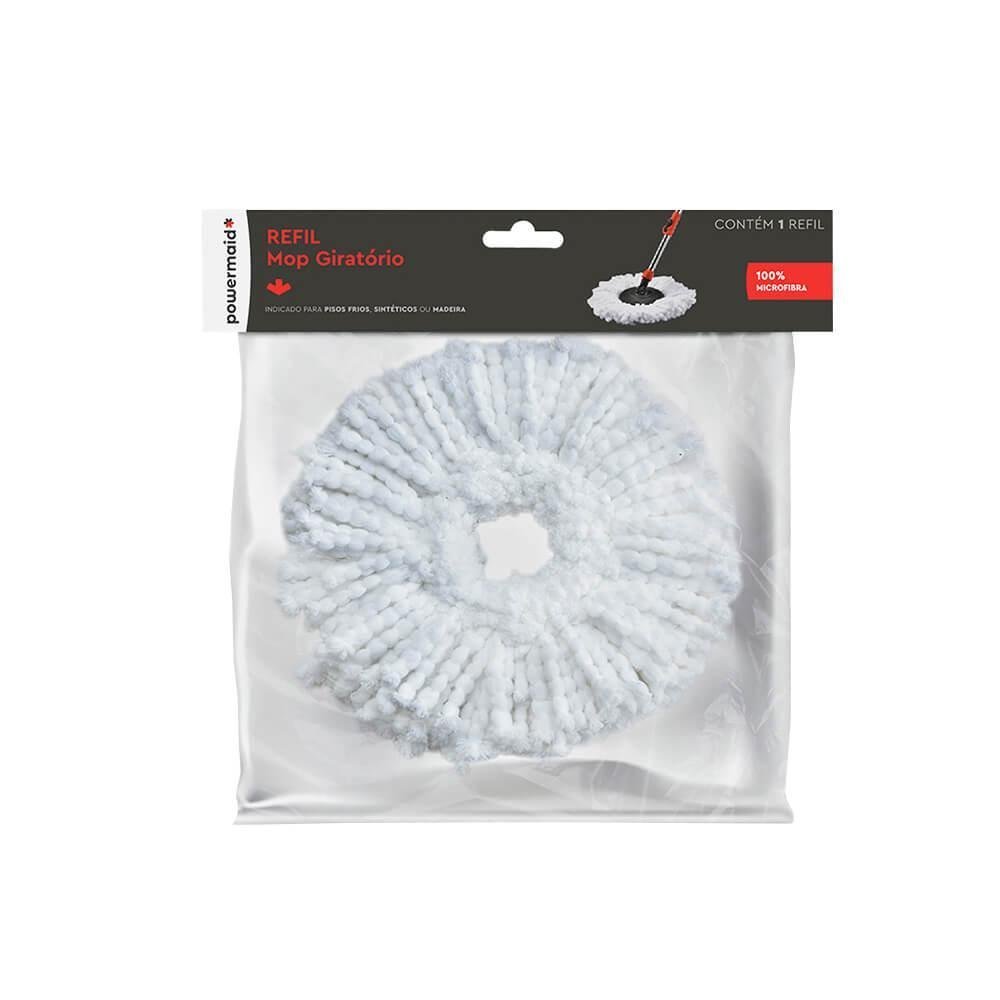 Refil para Mop Giratório Esfregão Microfibra Branco - Powermaid - 4