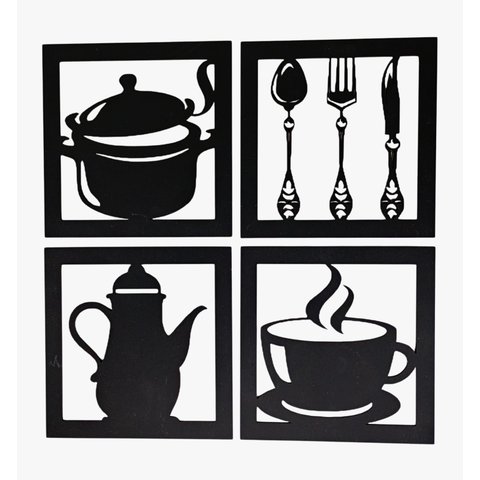 Kit Decoração Cozinha:preto