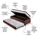Ver imagem 5 de Bicama Box Baú Suede Marrom 88x188 com Colchão Inhouse Molas Ensacadas Ecoflex