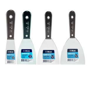 Kit Jogo 4 Peças Para Massa Gesso Pintura Espátula Aço