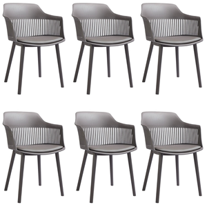 Kit 6 Cadeiras Fixas Polipropileno Marcela Sala Cozinha Jantar Cinza