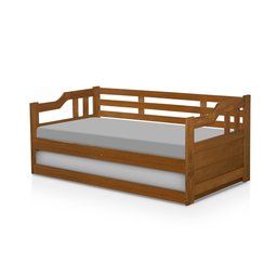 Sofá e Cama Solteiro Auxiliar de Madeira Maciça Atraente Castanha - 2