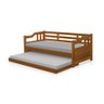 Sofá e Cama Solteiro Auxiliar de Madeira Maciça Atraente Castanha - 3