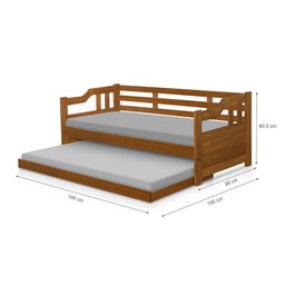 Sofá e Cama Solteiro Auxiliar de Madeira Maciça Atraente Castanha - 4