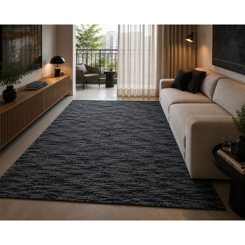 Tapete Kampur Chumbo e Preto Decorativo - 2,00 x 3,00