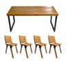 Conjunto de Mesa Industrial Bernardo Madeira Maciça 1,30Mx80cm com Ferragem Preta e 4 Cadeiras Detro - 1