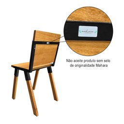 Conjunto de Mesa Industrial Bernardo Madeira Maciça 1,30Mx80cm com Ferragem Preta e 4 Cadeiras Detro - 4