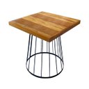 Ver imagem 1 de Mesa Eiffel Cubo Quadrada Estilo Industrial Madeira Maciça e Ferro 1,10m