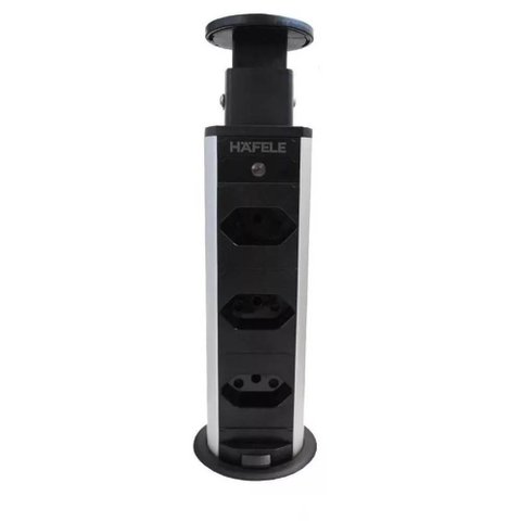 Torre de Embutir Powerplug 3t com 03 Tomadas 20a Preta Hafele 01 Unidade