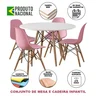 Conjunto Eames Eiffel Madeira Tampo 68cm Redondo Branco 4 Cadeiras Rosa - 2