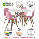 Ver imagem 2 de Conjunto Eames Eiffel Madeira Tampo 68cm Redondo Branco 4 Cadeiras Rosa
