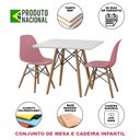 Ver imagem 3 de Conjunto Eames Eiffel Madeira Tampo 68cm Quadrado Branco 2 Cadeiras Rosa