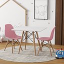 Ver imagem 1 de Conjunto Eames Eiffel Madeira Tampo 68cm Quadrado Branco 2 Cadeiras Rosa