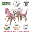 Ver imagem 3 de Conjunto Eames Eiffel Madeira Tampo 68cm Quadrado Branco 4 Cadeiras Rosa