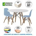 Ver imagem 2 de Conjunto Eames Eiffel Madeira Tampo 68cm Redondo Branco 2 Cadeiras Azul