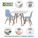 Ver imagem 3 de Conjunto Eames Eiffel Madeira Tampo 68cm Quadrado Branco 2 Cadeiras Azul