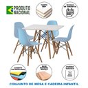 Ver imagem 3 de Conjunto Eames Eiffel Madeira Tampo 68cm Quadrado Branco 4 Cadeiras Azul