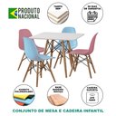 Ver imagem 3 de Conjunto Eames Eiffel Madeira Tampo 68cm Quadrado Branco 2 Cadeira Azul e 2 Rosa
