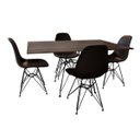 Ver imagem 1 de Conjunto de Mesa Eames Eiffel de Ferro Preto Tampo Amêndoa 120x75 4 Cadeiras Ferro Preta Assento Pre