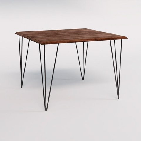 Mesa Eames Clips de Ferro Preto Tampo Quadrado Amêndoa 90x90
