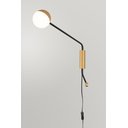 Ver imagem 2 de Arandela Ball Globo Branco Vidro Plug Fio Preto E Dourado Cabeceira Lup25