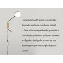 Ver imagem 3 de Arandela Ball Globo Branco Vidro Plug Fio Preto E Dourado Cabeceira Lup25