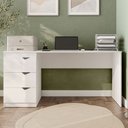 Ver imagem 1 de Mesa Escrivaninha Porto 3 Gavetas Branco- Politorno