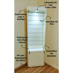 Prateleira Expositora Anita Slim com Armário - Design Funcional e Elegante - 12