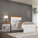 Ver imagem 3 de Conjunto Cama Solteiro e Mesa de Cabeceira England em MDF Branco/Freijó