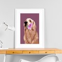 Ver imagem 1 de Quadro Golden Retriever Flor - 60x48cm:moldura Branca