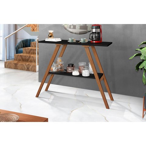 Aparador Cantinho do Café 80cm com Pés de Madeira Tampo Mdf