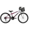 Bicicleta Aro 24 Mtb 18 Marchas Model Feminina com Cestão Rosa - 1