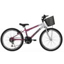 Ver imagem 2 de Bicicleta Aro 24 Mtb 18 Marchas Model Feminina com Cestão Rosa