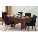 Ver imagem 1 de Toalha de Mesa 10 Lugares 3,00 X 1,35 Jacquard Luxo Cozinha Copa Sala de Jantar Marrom