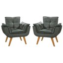 Ver imagem 1 de Kit 2 Poltronas Opalas com Puff Redondo Grafite