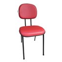 Ver imagem 2 de Kit 6 Cadeiras Secretária Pé Palito Estofada:vermelho/couro Sintético